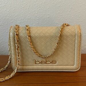 Bebe Beige Woven Crossbody Bag